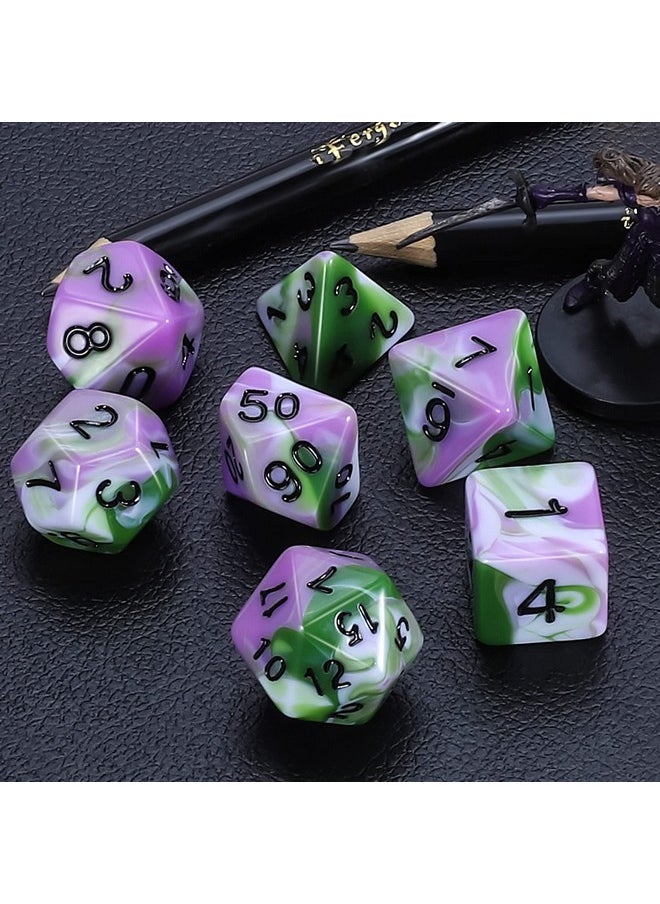 Dnd Polyhedral Dice Set For Dungeons And Dragons Rpg Mtg Role Playing Table Games-With 1 Dice Pouch (Pink+Green+White)