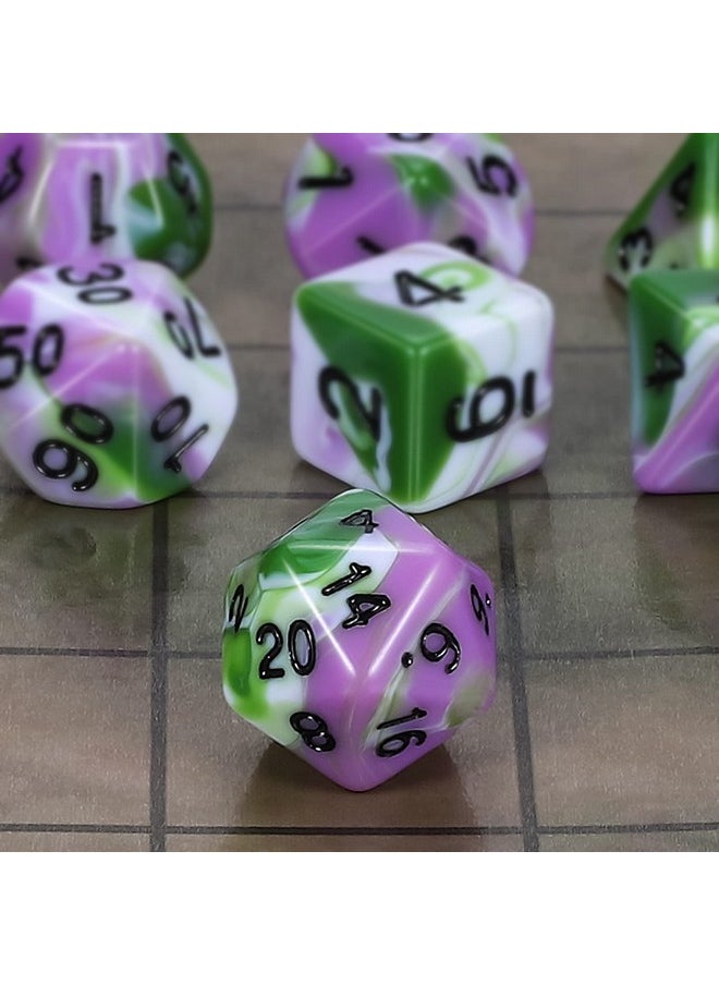 Dnd Polyhedral Dice Set For Dungeons And Dragons Rpg Mtg Role Playing Table Games-With 1 Dice Pouch (Pink+Green+White)