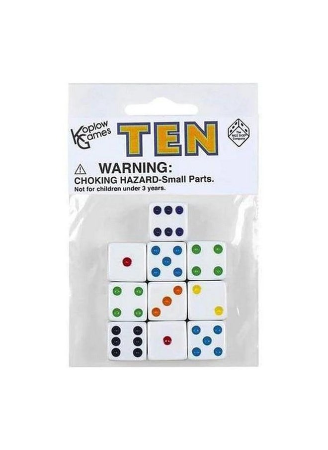 Lack Pips 16Mm (5/8In) D6 Dice (10) Koplow Games