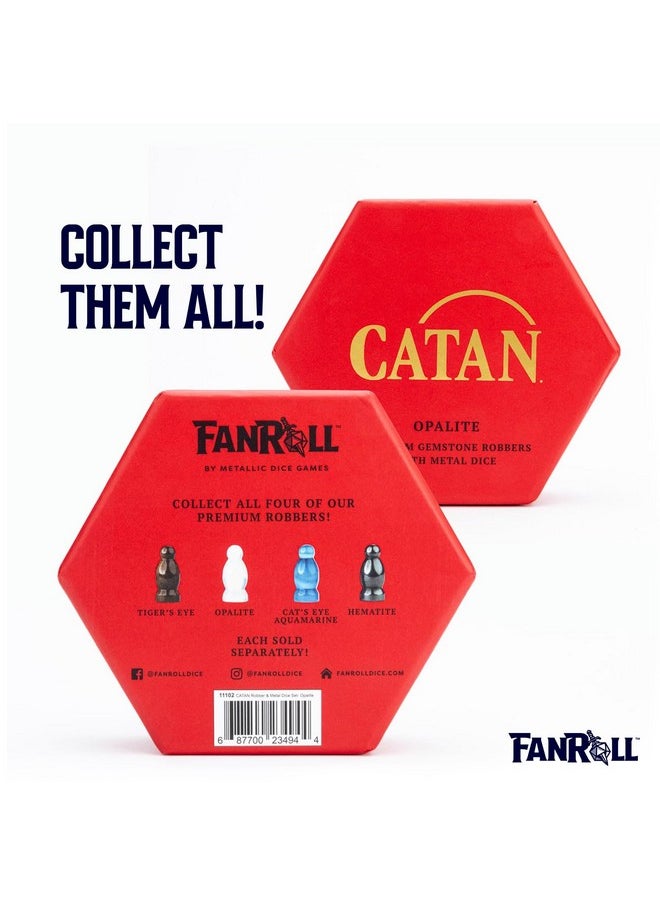 Fanroll Compatible With Catan Premium Robber & Metal Dice Set, Opalite