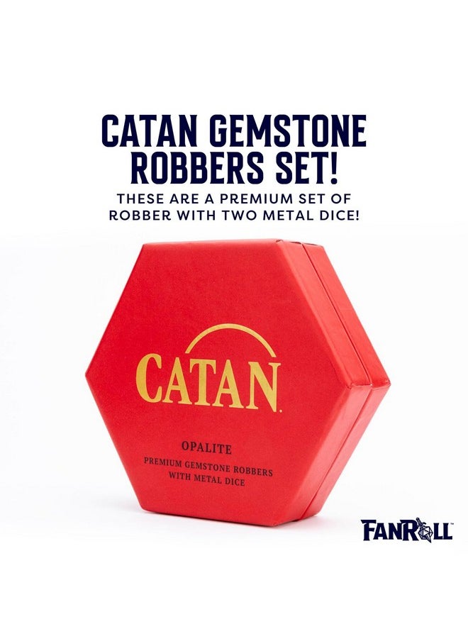 Fanroll Compatible With Catan Premium Robber & Metal Dice Set, Opalite