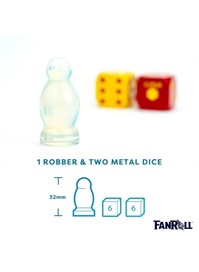 Fanroll Compatible With Catan Premium Robber & Metal Dice Set, Opalite