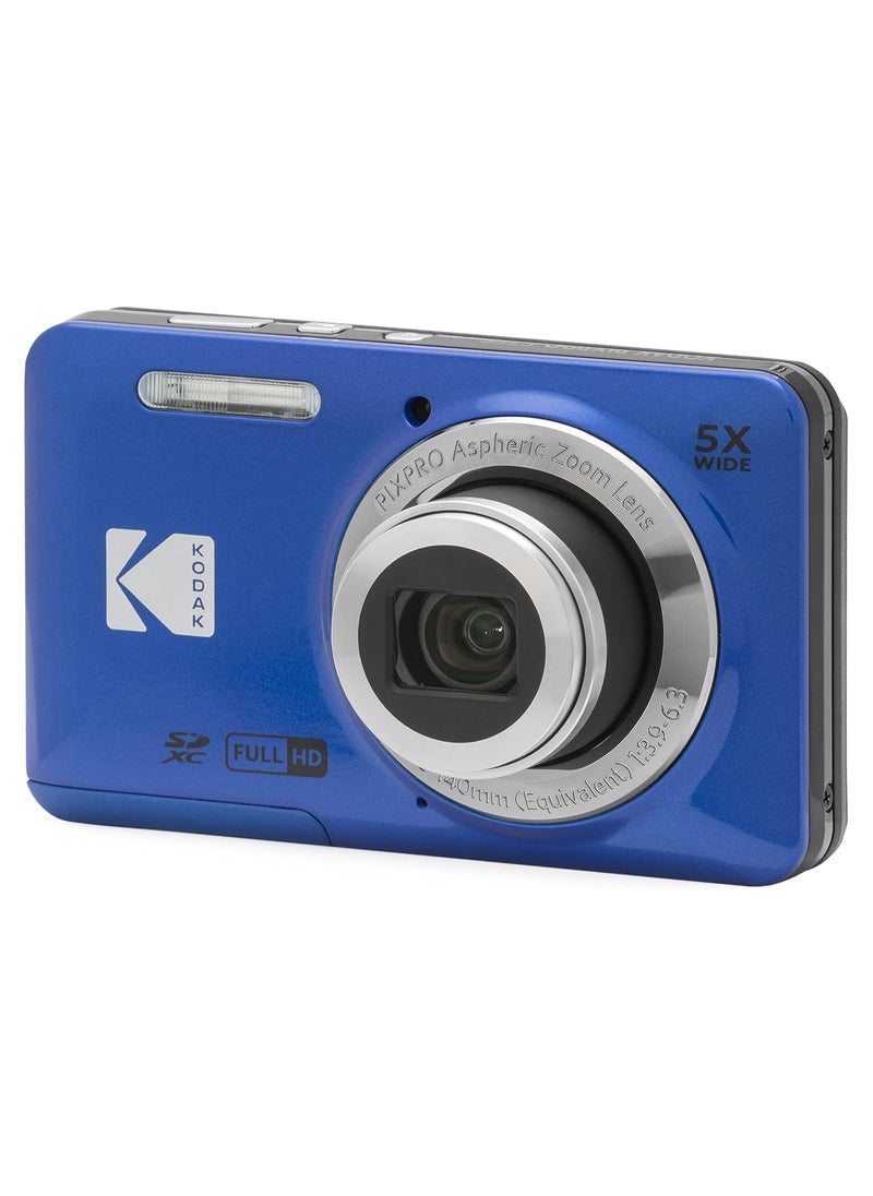 PIXPRO FZ55-BL 16MP Digital Camera 5X Optical Zoom 28mm Wide Angle 1080P Full HD Video 2.7