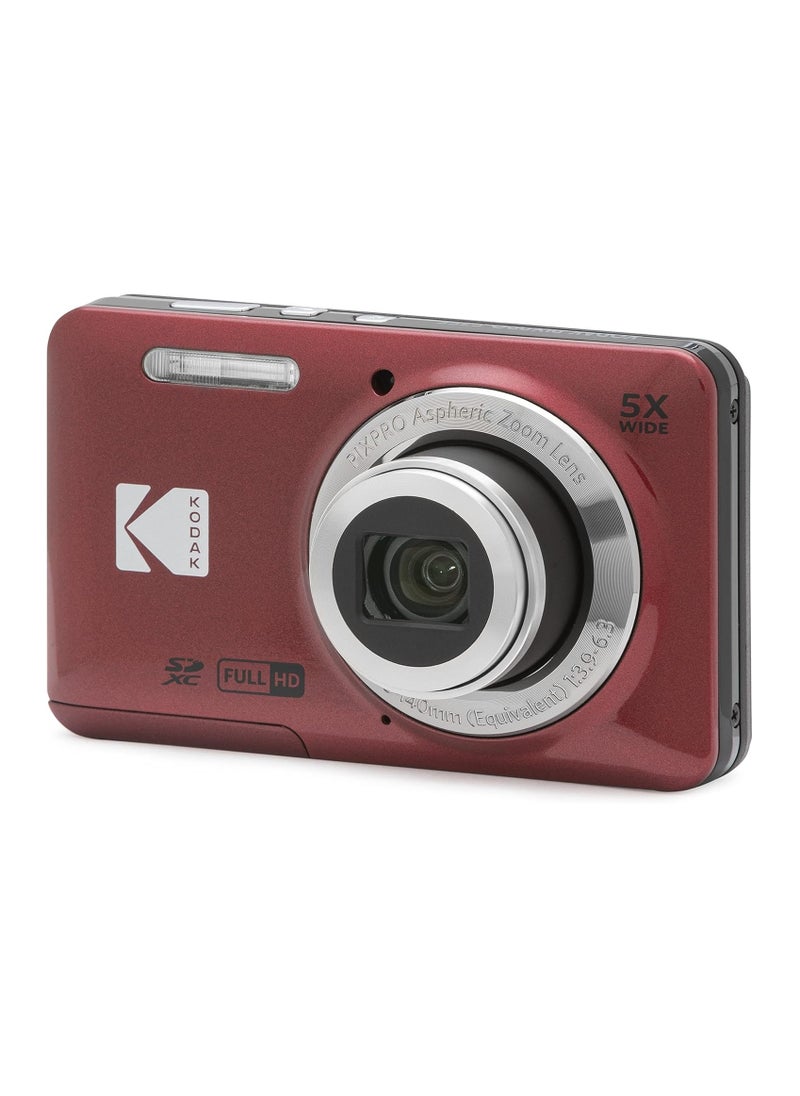 PIXPRO FZ55-RD 16MP Digital Camera 5X Optical Zoom 28mm Wide Angle 1080P Full HD Video 2.7