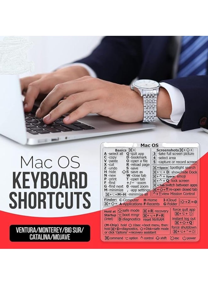 Mac Shortcut Sticker, Mac OS Keyboard Shortcuts Sticker (Ventura/Monterey/Big Sur/Catalina/Mojave) Shortcuts,M1/M2/Intel No-Residue Sticker,Compatible with 13-16-inch MacBook Air and Pro