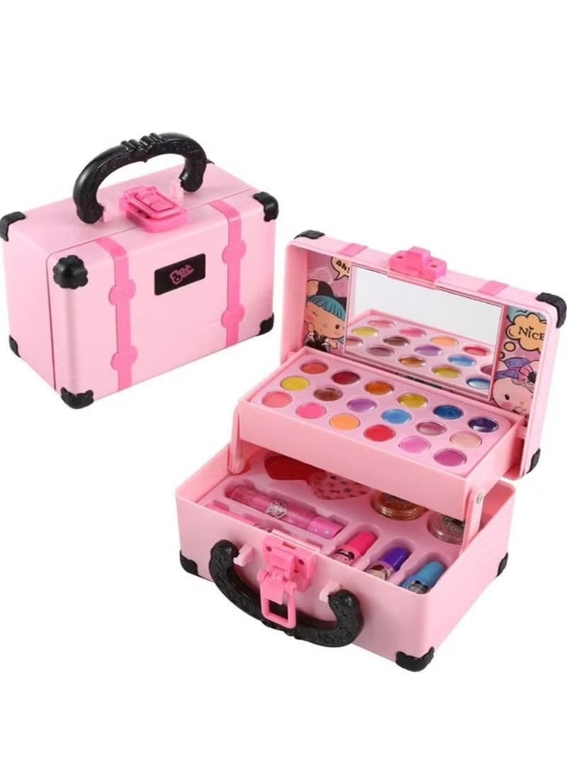 Kids Makeup Kit for Girls Cosmetic Beauty Set Portable Makeup Kit with Storage Case Washable and Nontoxic Cosmetic Toys for Girls Gift