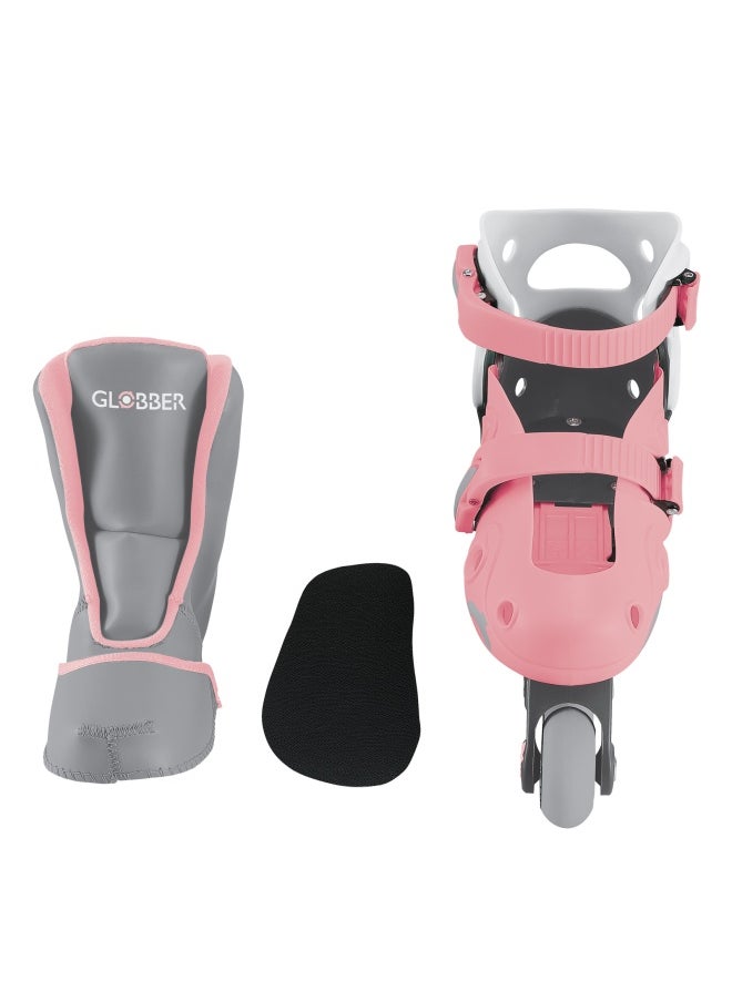 Globber Learning 2-in-1 Inline Adjustable Skates (Pastel Pink, S/M)