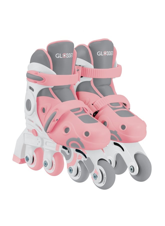 Globber Learning 2-in-1 Inline Adjustable Skates (Pastel Pink, S/M)