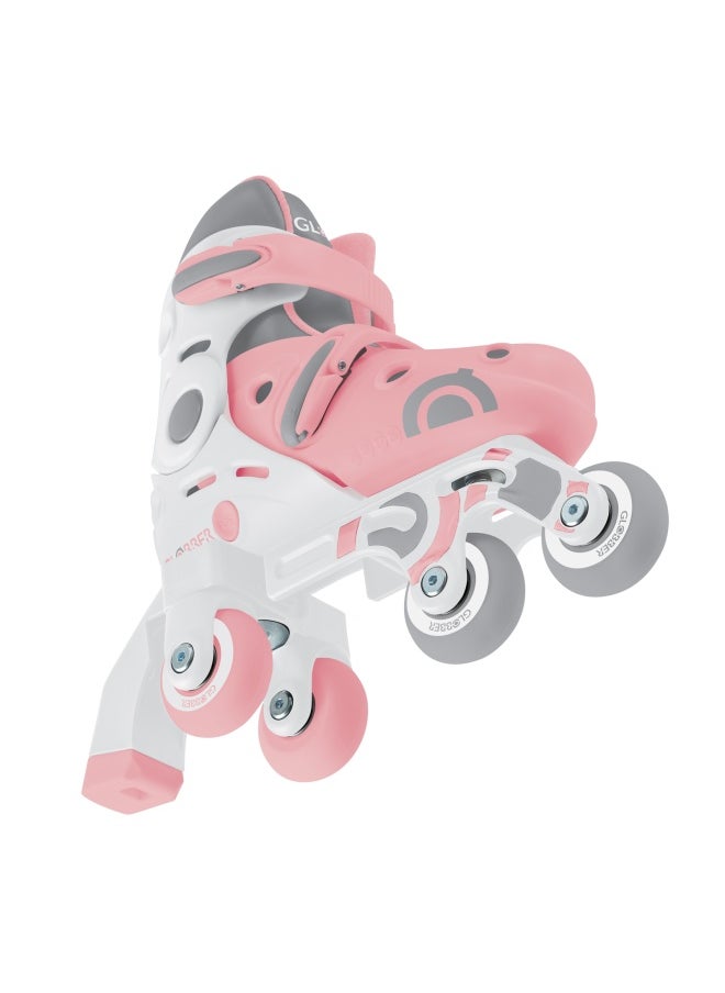 Globber Learning 2-in-1 Inline Adjustable Skates (Pastel Pink, S/M)