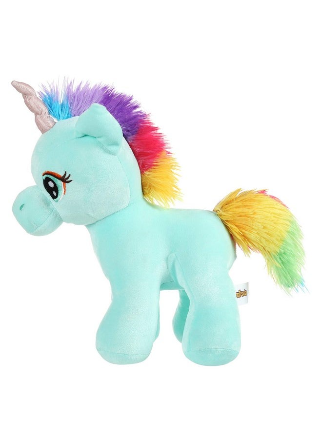 Enchanting Rainbow Cyan Unicorn Soft Toy For Girls/Kids | Floppy And Glittery With Sparkling Horn | Soft Stuffed Plush Animal | - 29Cm