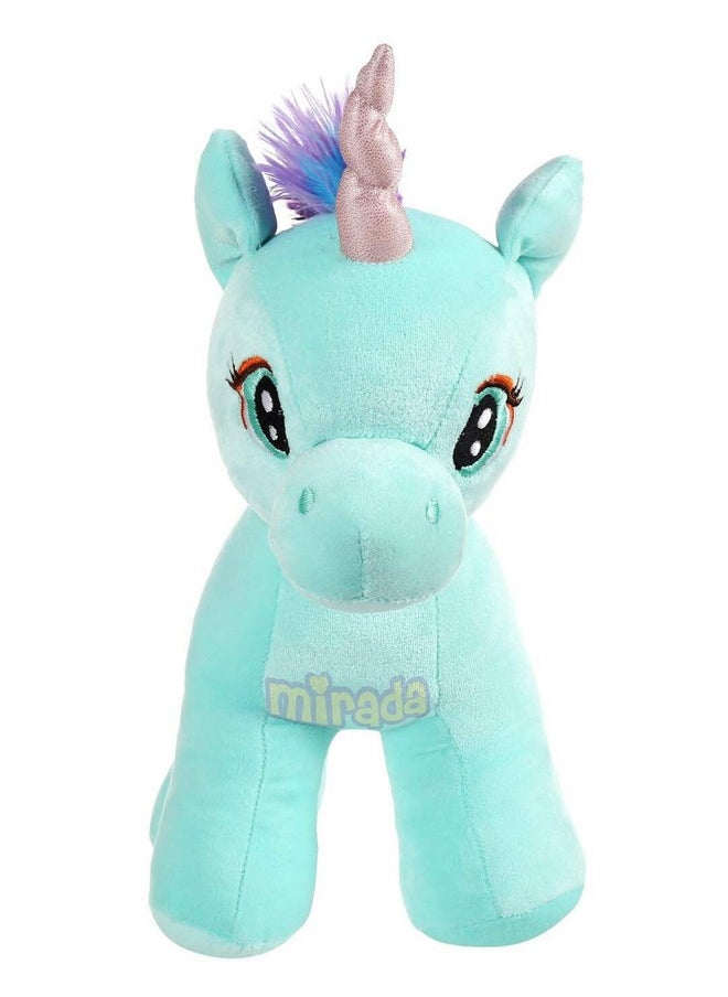 Enchanting Rainbow Cyan Unicorn Soft Toy For Girls/Kids | Floppy And Glittery With Sparkling Horn | Soft Stuffed Plush Animal | - 29Cm