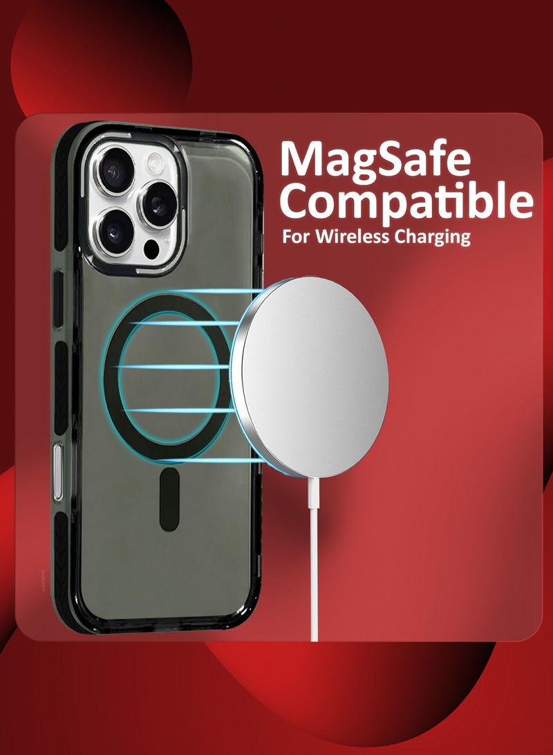 (for iPhone 15 Pro Max) 3Packs Hard PC Magsafe Case Cover Polycarbonate Magnetic Strong Shockproof Protective Case Cover Transparent - Black-3