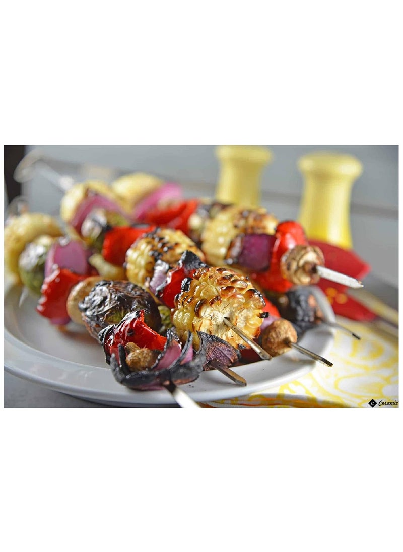 Barbecue Skewers 50Cm Stainless Steel Flat Metal Bbq Kabob Skewer Reusable Grilling Sticks Set Shish Kebab Needles For Outdoor Camping Outings Cooking Tools With Bag 24Pcs