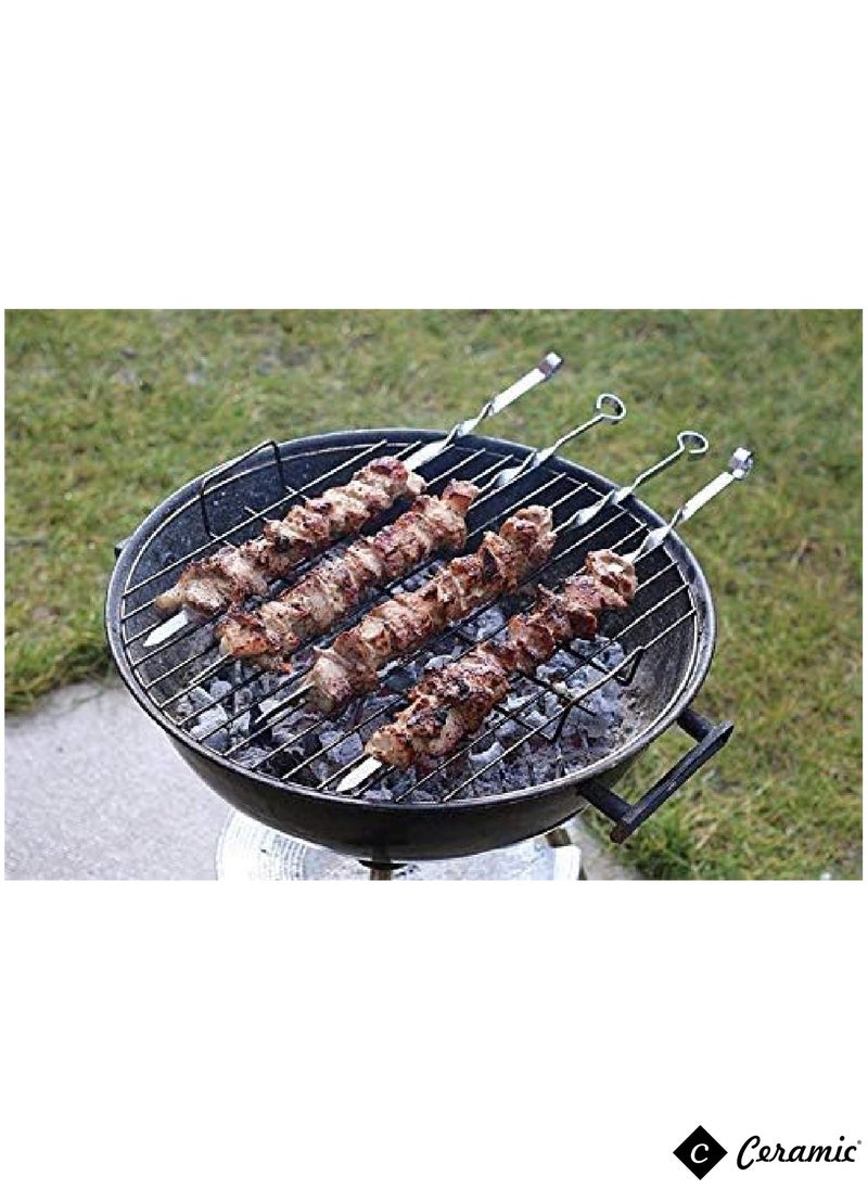 Barbecue Skewers 50Cm Stainless Steel Flat Metal Bbq Kabob Skewer Reusable Grilling Sticks Set Shish Kebab Needles For Outdoor Camping Outings Cooking Tools With Bag 24Pcs
