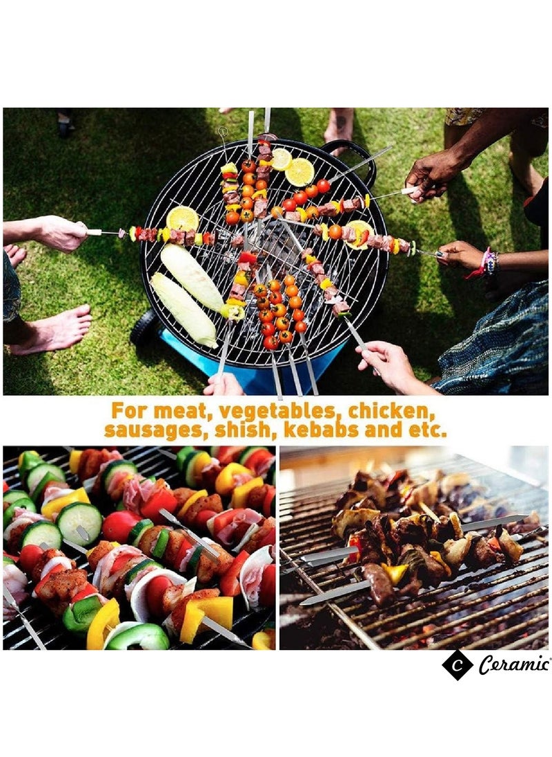 36 Piece Bbq Skewer Set Silver Grilling Stainless Steel Needle Sticks Metal Meat Shrimp Chicken Vegetable Outdoor Cooking 50Cm