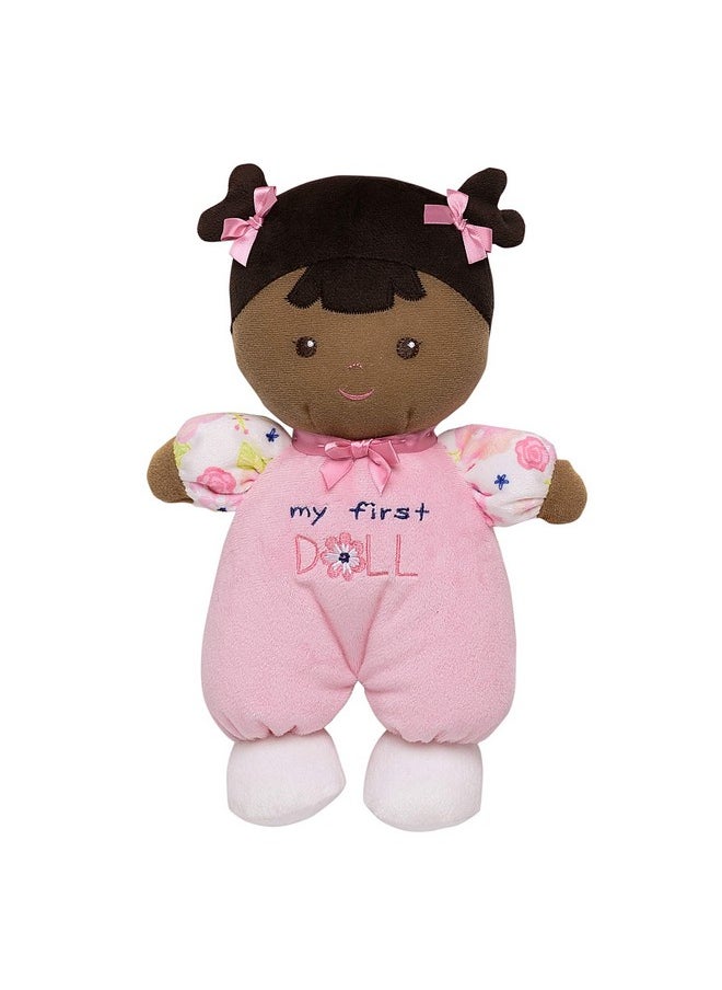 Plush Snuggle Buddy My First Baby Doll, Brunette Eva, Darker Complexion, 10 Inch