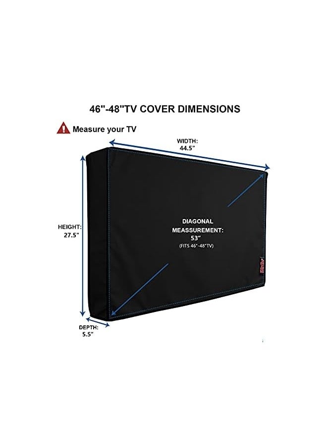 Outdoor Waterproof and Weatherproof TV Cover for 46 to 48 inch Outside Flat Screen TV - 600D Thick Fabric TV Screen Protector Size 44.5''W x 27.5''H x 5.5''D for 46'' - 48'' LCD LED