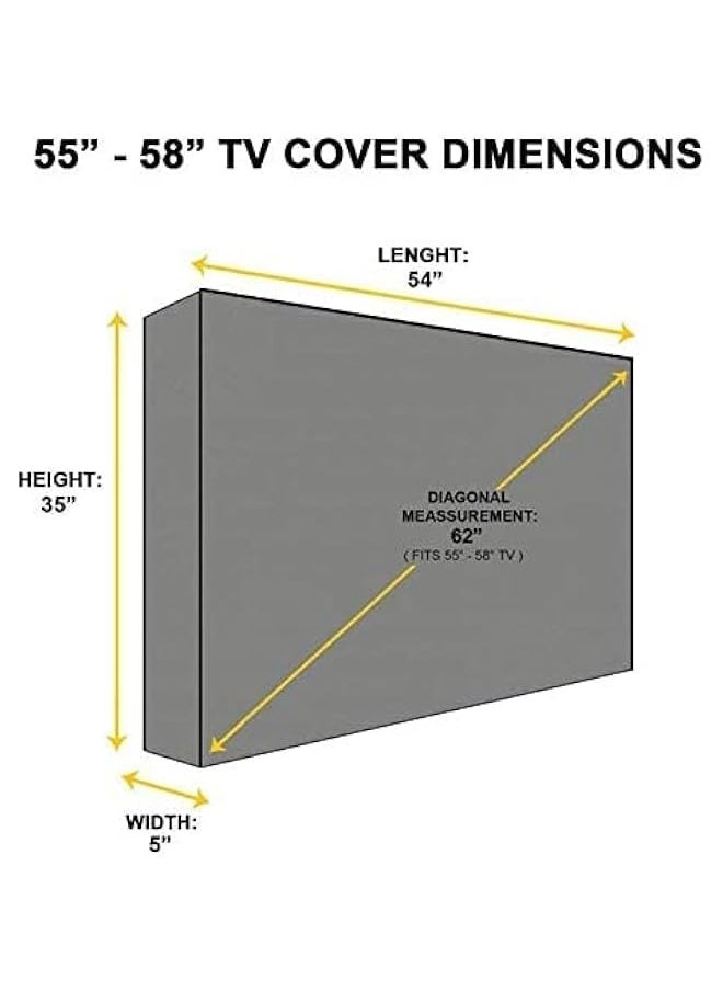 Outdoor TV Cover 55in - 58in with Built in Bottom Cover and Remote Storage Weatherproof and Dust-Proof Microfiber Cloth