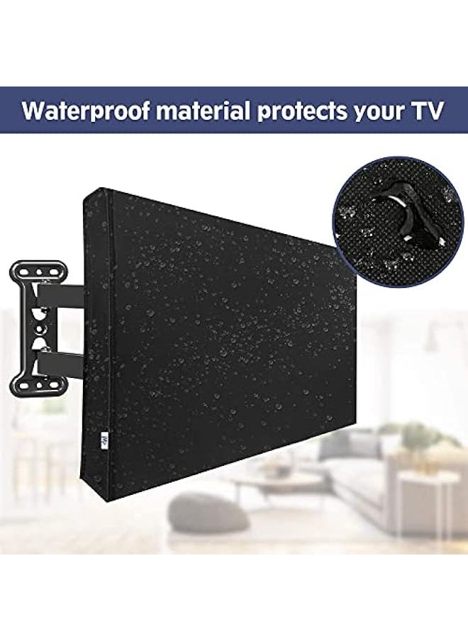 Outdoor TV Cover 55in - 58in with Built in Bottom Cover and Remote Storage Weatherproof and Dust-Proof Microfiber Cloth