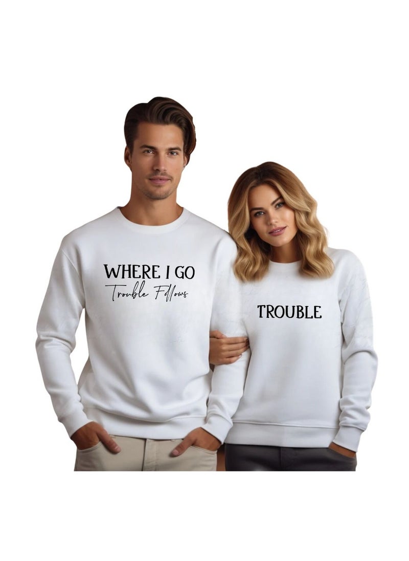 Valentine's Day Matching Couple Sweatshirts–Comfortable Round Neck Long Sleeve Cotton Sweatshirts–Romantic Couple Outfits