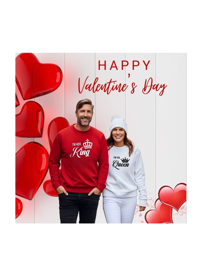 Valentine's Day Matching Couple Sweatshirts–Comfortable Round Neck Long Sleeve Cotton Sweatshirts–Romantic Couple Outfits