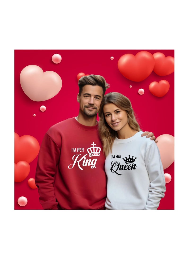 Valentine's Day Matching Couple Sweatshirts–Comfortable Round Neck Long Sleeve Cotton Sweatshirts–Romantic Couple Outfits