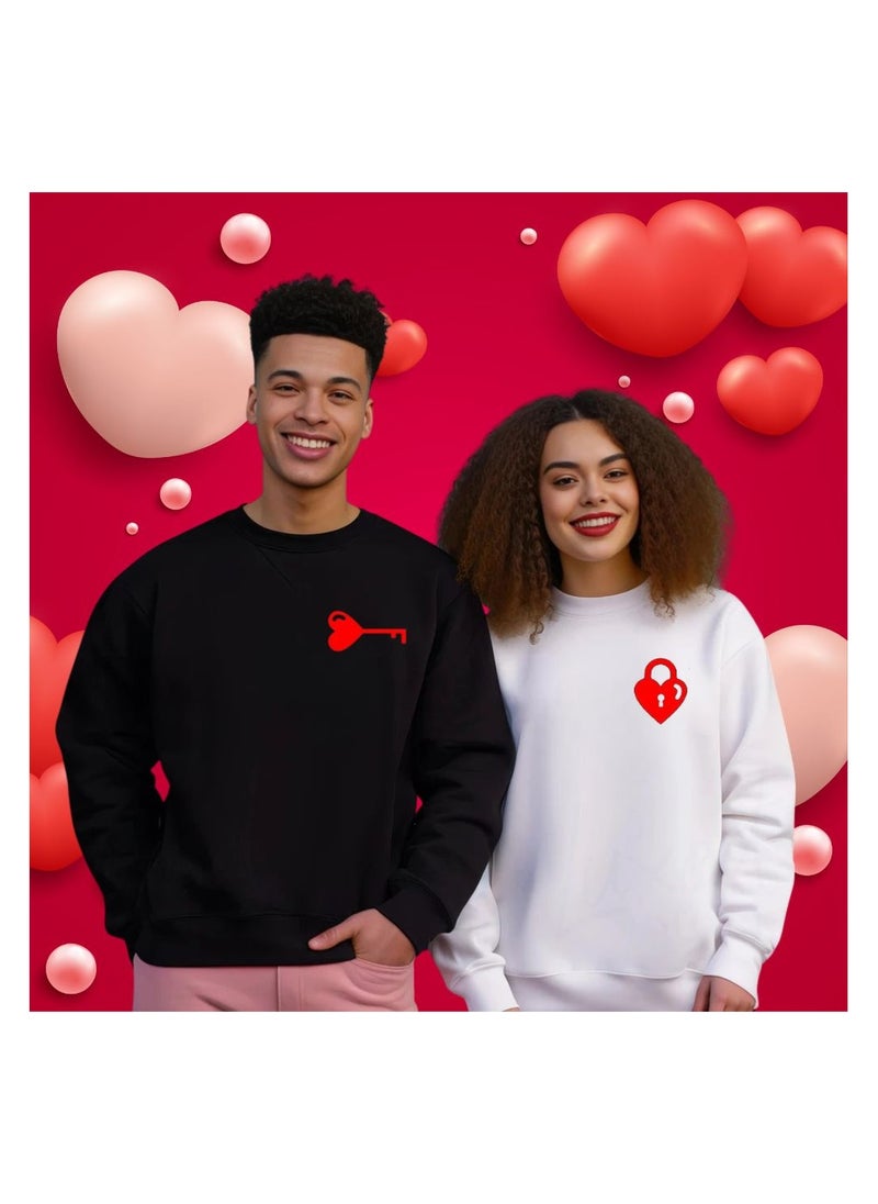 Valentine's Day Matching Couple Sweatshirts–Comfortable Round Neck Long Sleeve Cotton Sweatshirts–Romantic Couple Outfits