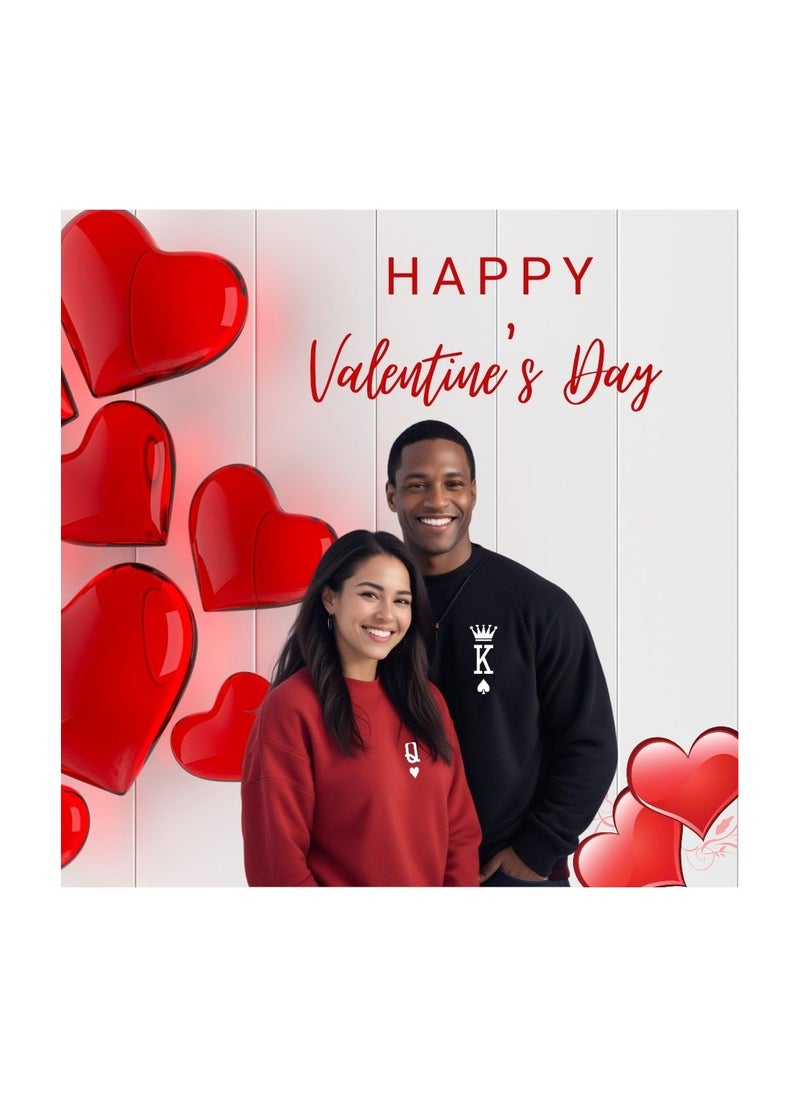 Valentine's Day Matching Couple Sweatshirts–Comfortable Round Neck Long Sleeve Cotton Sweatshirts–Romantic Couple Outfits