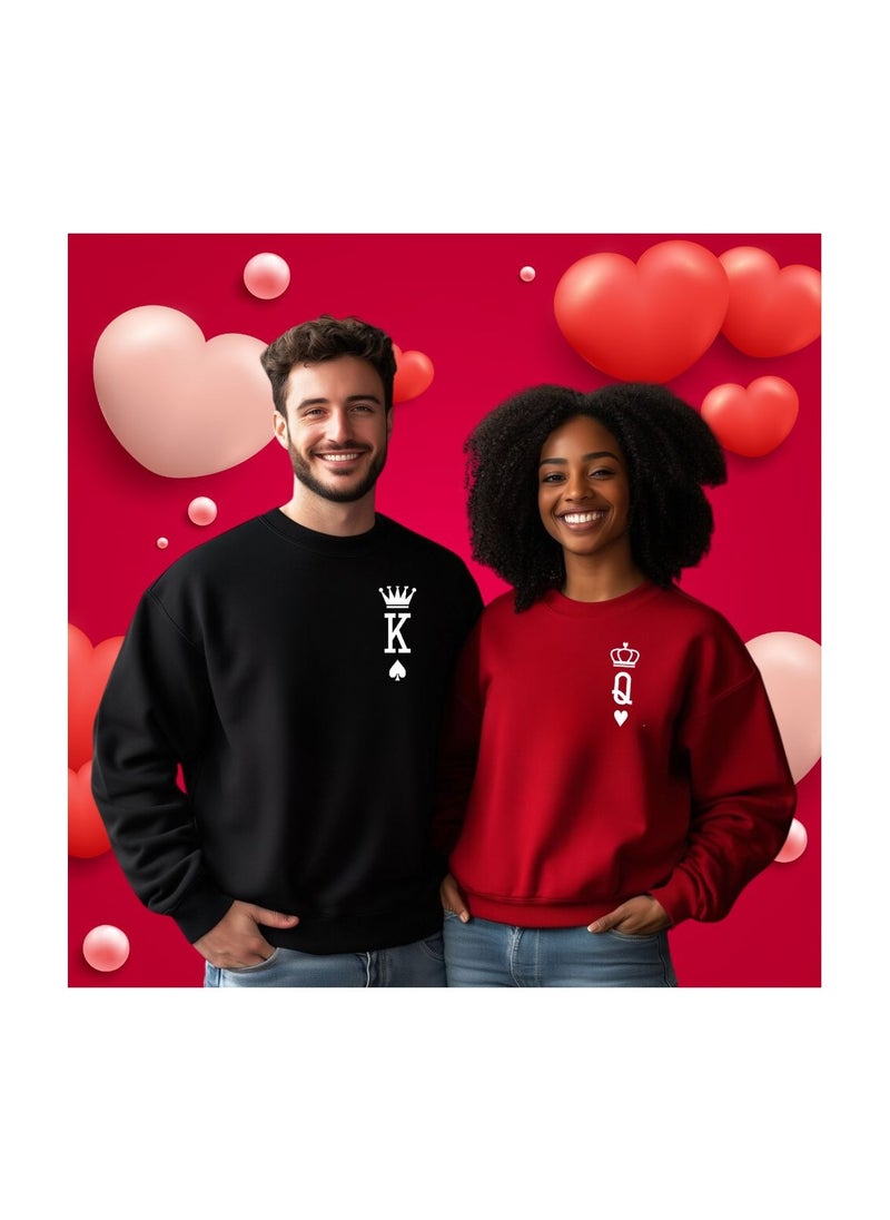 Valentine's Day Matching Couple Sweatshirts–Comfortable Round Neck Long Sleeve Cotton Sweatshirts–Romantic Couple Outfits