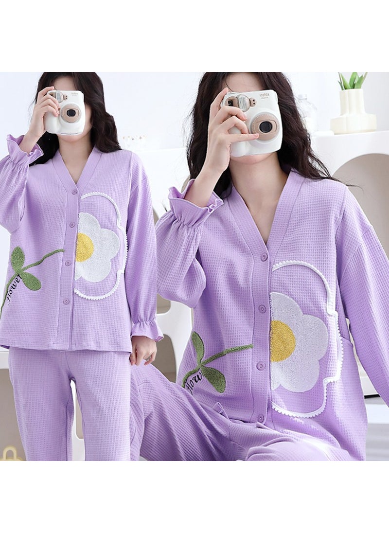 1 x 5 pcs Postpartum Nursing Pajamas Cotton Set 5627 Letter Huang Ju