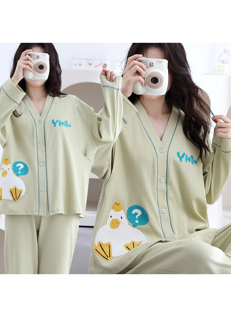 1 x 5 pcs Postpartum Nursing Pajamas Cotton Set 5623 question mark yellow duck