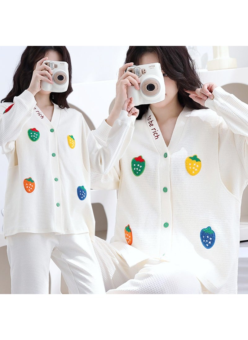 1 x 5 pcs Postpartum Nursing Pajamas Cotton Set 5621 Letter Strawberry