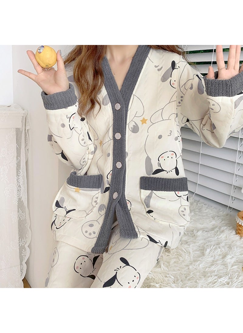 1 x 5 pcs Thick Cotton Maternity Nursing Pajamas for Autumn Winter 554 painting Snoopy