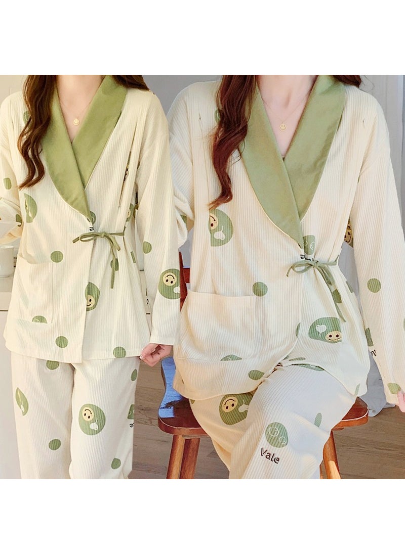 1 x 5 pcs Postpartum Nursing Pajamas for Spring and Autumn 022 polka dot smiley face [pure cotton]]