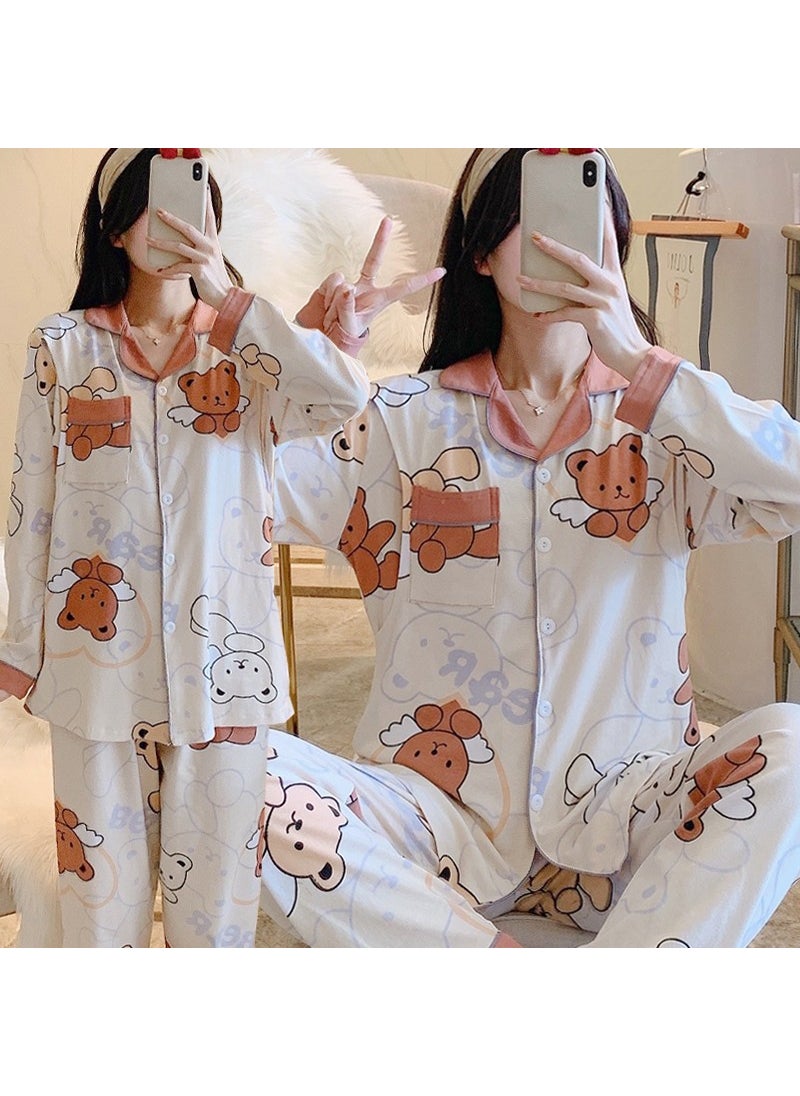 1 x 5 pcs Postpartum Nursing Cotton Pajamas Set for Maternity 650 painting cute bear