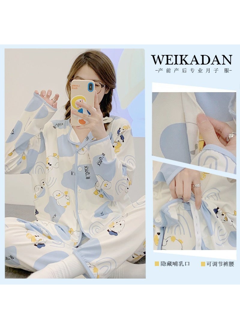 1 x 5 pcs Postpartum Nursing Cotton Pajamas Set for Maternity 5510 small yellow duck