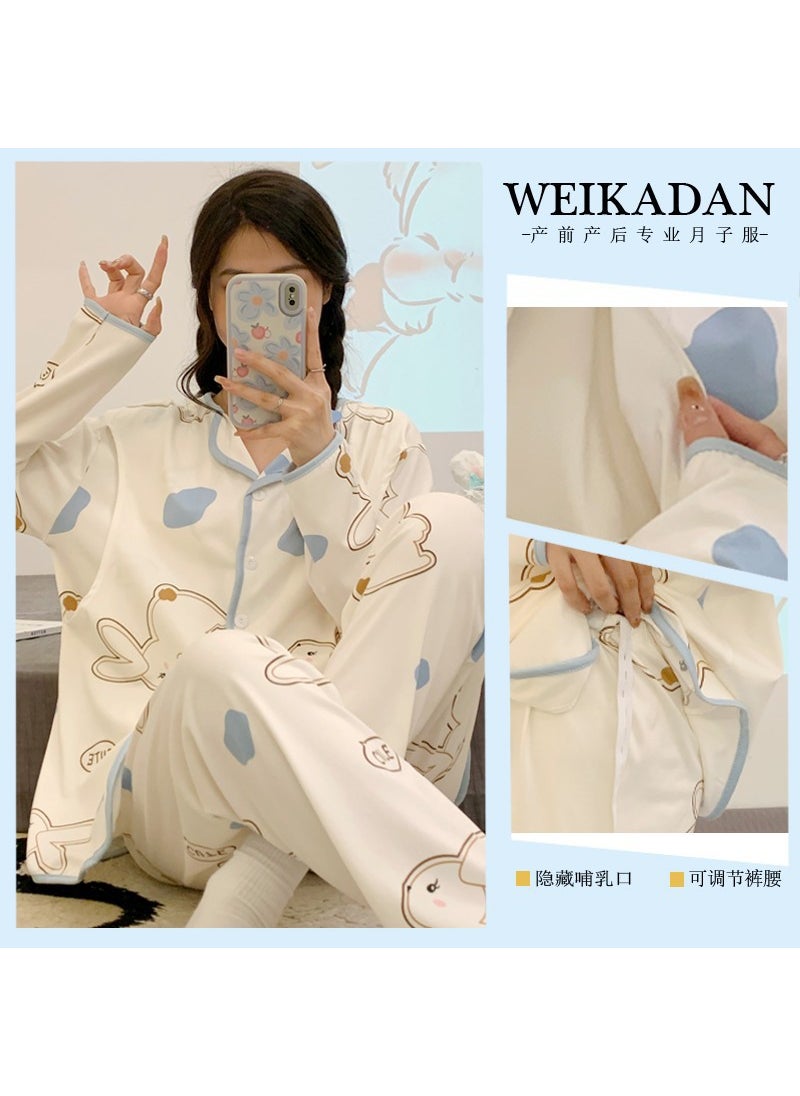 1 x 5 pcs Postpartum Nursing Pajama Set for Maternity 5518 dots cute rabbit