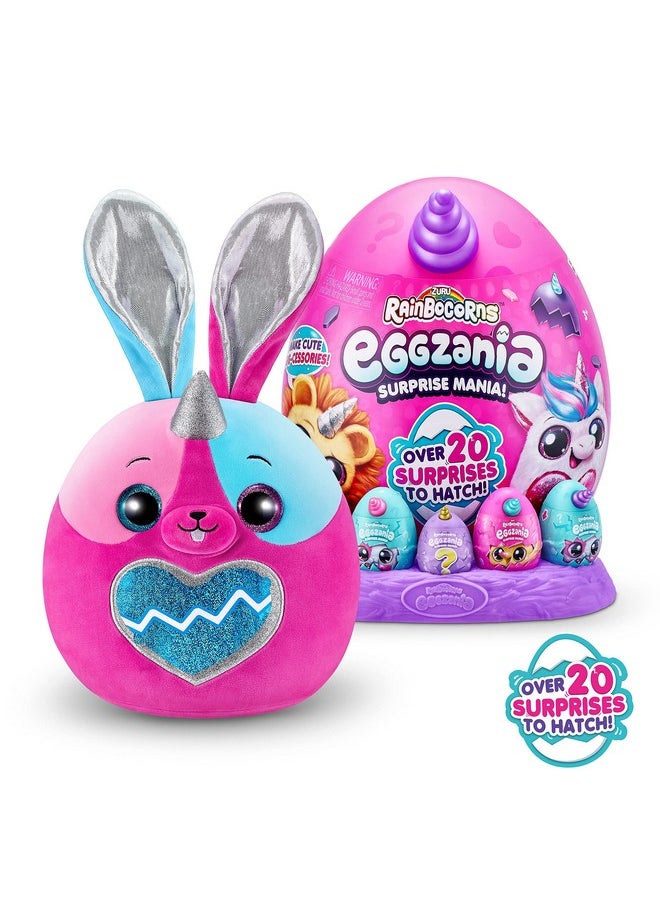 Eggzania Surprise Mania Series 1 (Bunny) By Zuru, Collectible Plush Stuffed Animal, Surprise Eggs, 5 Mini Eggs, Stickers, Diy Jewelry, Slime, Ages 3+ For Girls, Children