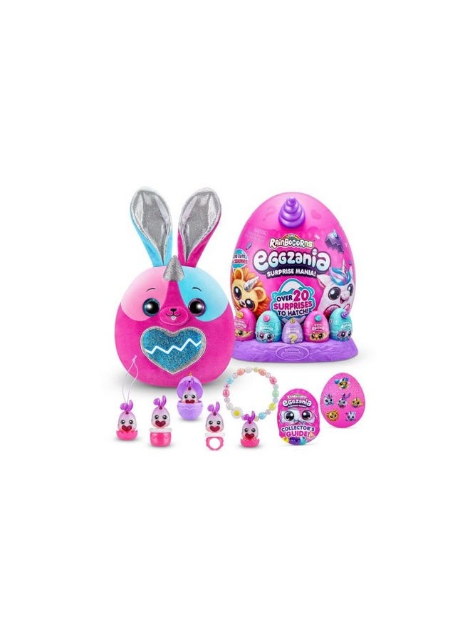 Eggzania Surprise Mania Series 1 (Bunny) By Zuru, Collectible Plush Stuffed Animal, Surprise Eggs, 5 Mini Eggs, Stickers, Diy Jewelry, Slime, Ages 3+ For Girls, Children