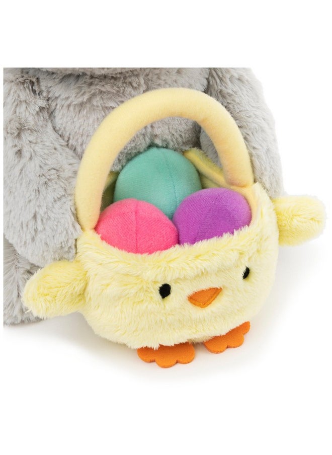 Amazon Exclusive Easter Bunny With Basket And Easter Eggs, Easter Decorations, Bunny Stuffed Animal For Ages 1 And Up, Gray, 10