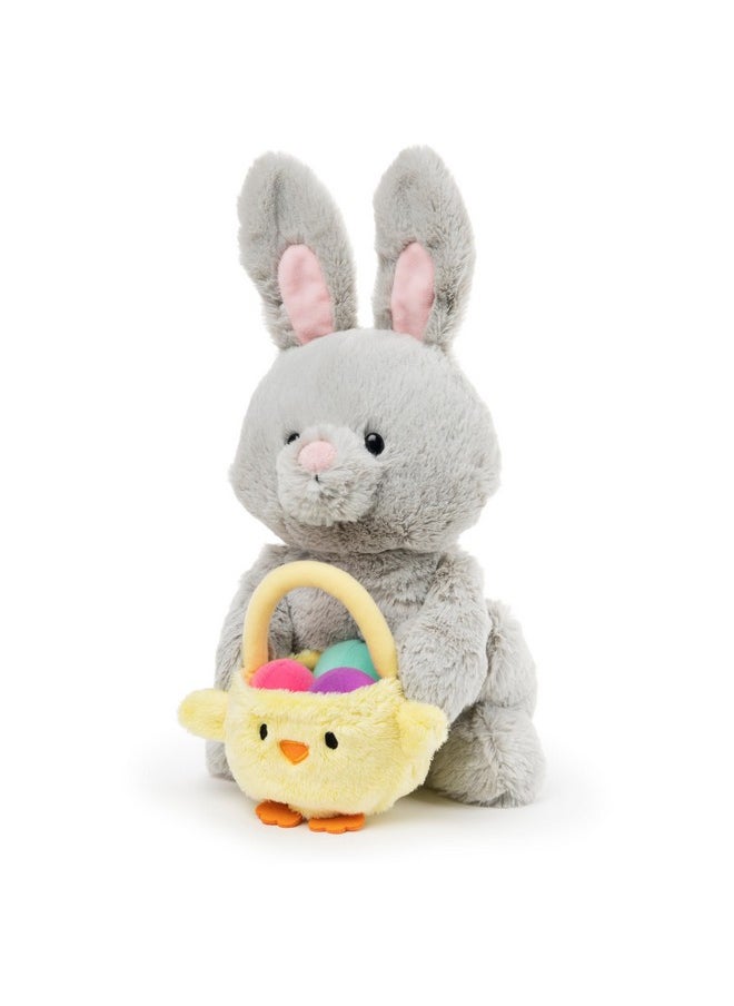 Amazon Exclusive Easter Bunny With Basket And Easter Eggs, Easter Decorations, Bunny Stuffed Animal For Ages 1 And Up, Gray, 10