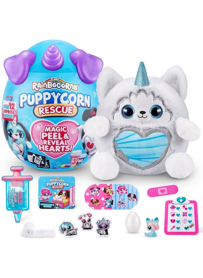 Puppycorn Rescue (Husky) By Zuru, Collectible Plush, Stuffed Animal Girl Toys, Surprise Egg, Stickers, Syringe Slime, Ages 3+ For Girls, Children, 9.06 X 7.87 X 11.02 Inches