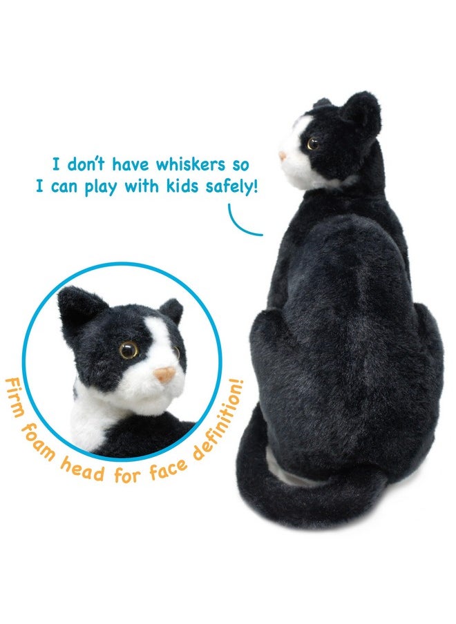 Tate The Tuxedo Cat - 14 Inch Stuffed Animal Plush Black And White Kitten - By Tigerhart Toys