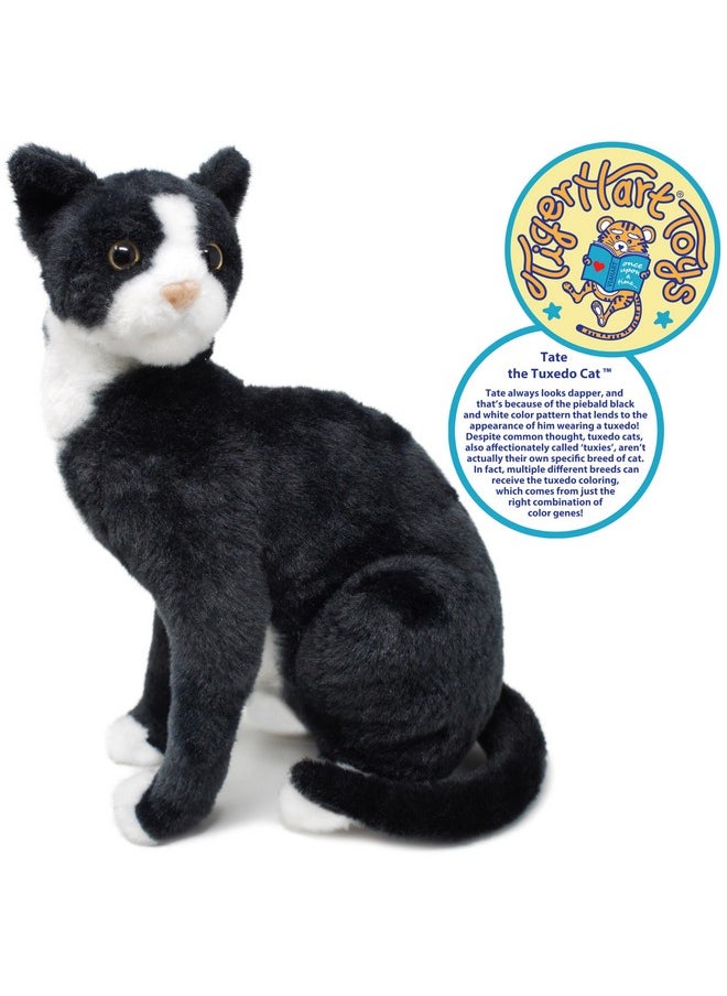 Tate The Tuxedo Cat - 14 Inch Stuffed Animal Plush Black And White Kitten - By Tigerhart Toys