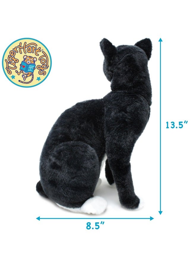 Tate The Tuxedo Cat - 14 Inch Stuffed Animal Plush Black And White Kitten - By Tigerhart Toys