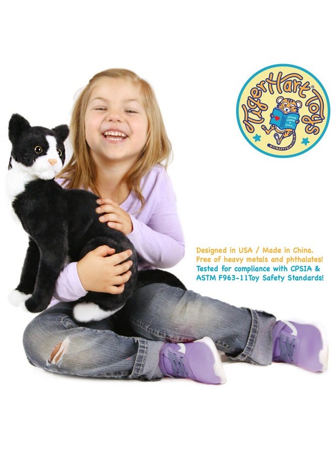 Tate The Tuxedo Cat - 14 Inch Stuffed Animal Plush Black And White Kitten - By Tigerhart Toys