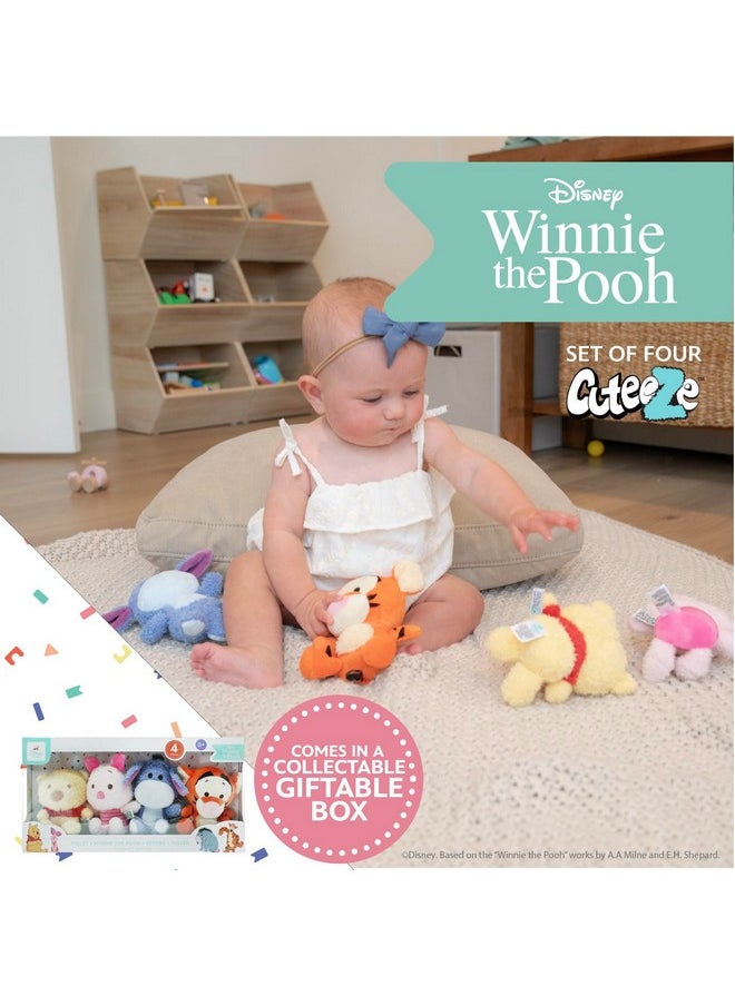 Disney Baby Winnie The Pooh 4 Piece Cuteeze Gift Set Plush Collector Set Of Stuffed Animals, Winnie Piglet Eeyore & Tigger Baby Toy