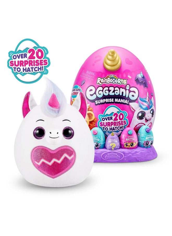 Eggzania Surprise Mania Series 1 (Unicorn) By Zuru, Collectible Plush Stuffed Animal, Surprise Eggs, 5 Mini Eggs, Stickers, Diy Jewelry, Slime, Ages 3+ For Girls, Children