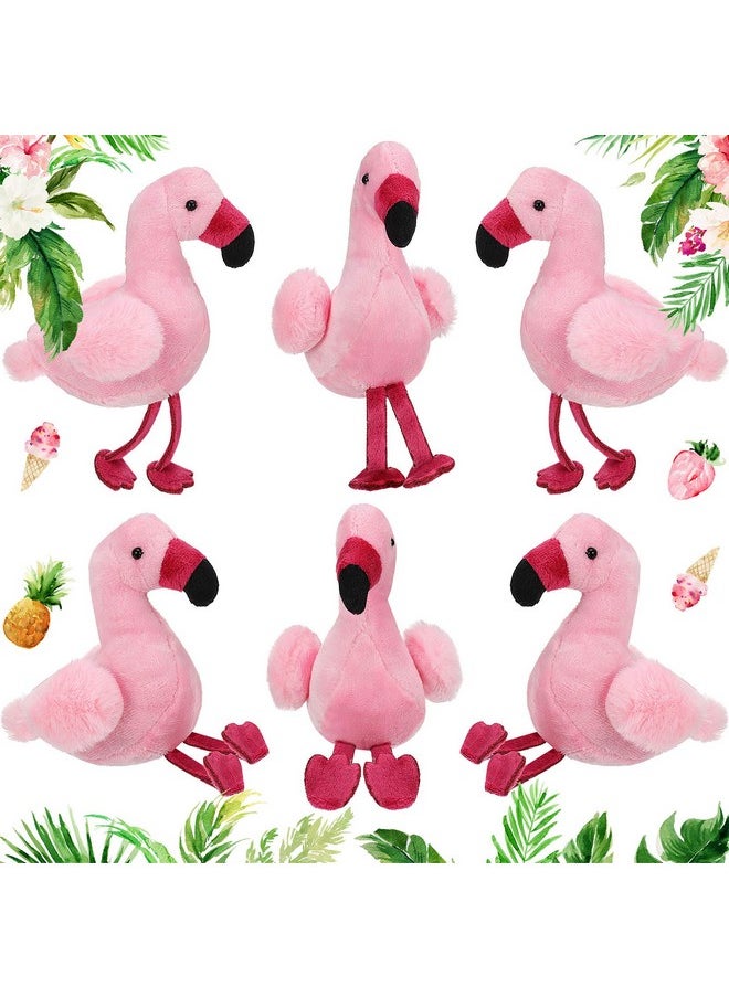 6 Pieces Mini Flamingo Stuffed Animal Plush Toys 5 Inch Flamingo Party Favors Valentine Day Gift Pink Flamingo Hanging Ornaments Keychain Decorations For Women Birthday(Rose Red)