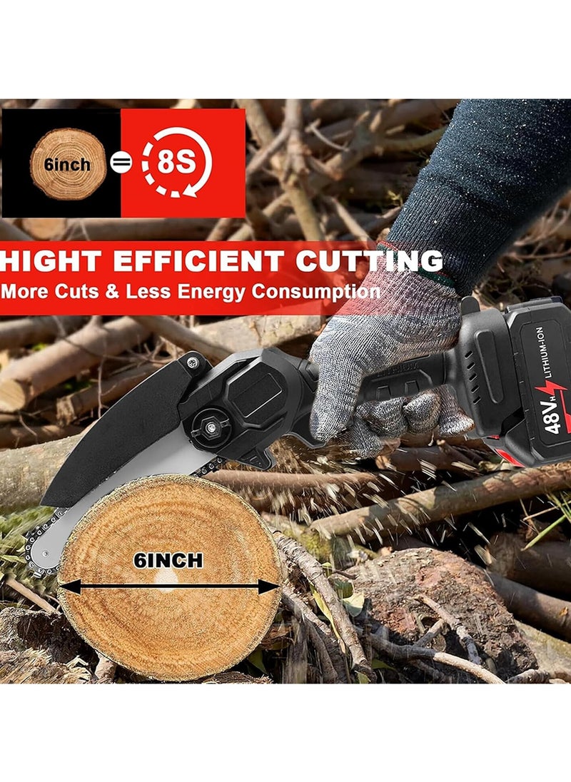 Rechargeable Electric Mini Chainsaw with Lithium Battery One-Handed Portable Chainsaw for Household Use and Pruning